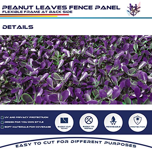 Windscreen4less Artificial Plant Leaves Faux Ivy Leaf Decorative Wall Fence Screen 20'' x 20" Purple Peanut Leaves 1 Pcs