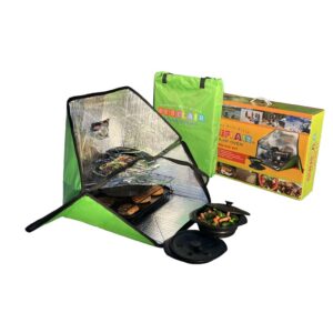 sunflair portable solar oven deluxe with complete cookware, dehydrating racks, and thermometer – great for camping, outdoor activities