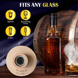 GLAZMAN Cocktail Smoker Kit with Torch and 4 Flavors of Wood Chips- Luxury Whiskey Gifts for Men- Whiskey Smoker Infuser Kit Includes Wooden Plate & Engraved
