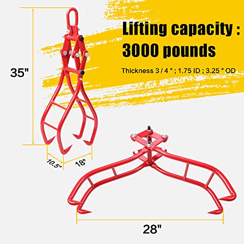 28" 4 logging tongs lifting, Claw Heavy Duty Skidding Tongs Log Tongs Lifting for Tractors, ATVs, Skidder Tractors