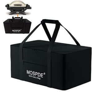 mospde grill carry bag fits for weber q1200 q1000 propane gas grill, portable grill carrying bag for q1400 electric grill, 600d heavy duty water-resistant griddle carry bag for camping and barbecue