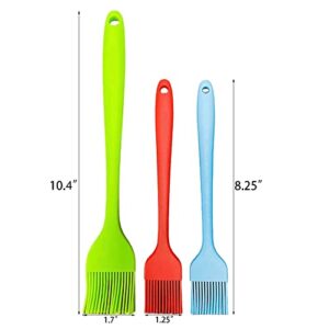 IAZBYCXO,Basting Brushes Silicone Heat Resistant Pastry Brushes Spread Oil Butter Sauce Marinades for BBQ Grill Barbecue Baking Kitchen Cooking BPA Free Dishwasher Safe,3 Colors With 2 Brush Sizes