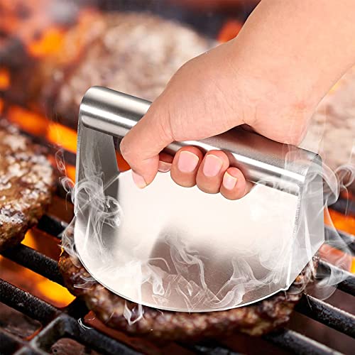 Koicarpe Burger Press - Stainless Steel Burger Smasher Tool - Smooth & Non-Stick Surface - Round Utensil for Grilling Meat Patty, Steak, Hot Dog, Grill Flattener for Steaks, Panini, Sandwich, 5.5x5.5