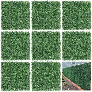 artificial boxwood hedge wall panels 20″x20″ grass backdrop wall panel with uv protection privacy screen, faux boxwoods for party, wedding, balcony, outdoor, indoor, garden, backyard fence decor(8pcs)