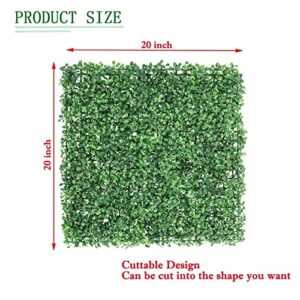 Artificial Boxwood Hedge Wall Panels 20"x20" Grass Backdrop Wall Panel with UV Protection Privacy Screen, Faux Boxwoods for Party, Wedding, Balcony, Outdoor, Indoor, Garden, Backyard Fence Decor(8Pcs)