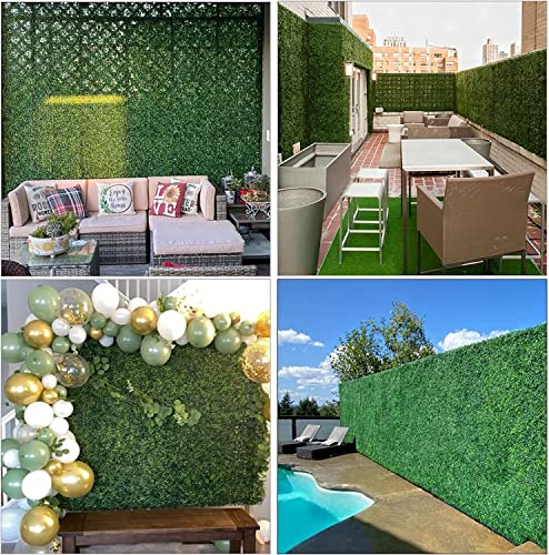 Artificial Boxwood Hedge Wall Panels 20"x20" Grass Backdrop Wall Panel with UV Protection Privacy Screen, Faux Boxwoods for Party, Wedding, Balcony, Outdoor, Indoor, Garden, Backyard Fence Decor(8Pcs)