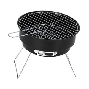 mini round barbecue grill set, portable iron charcoal grill, with a handle, for home kitchen bbq picnic camping