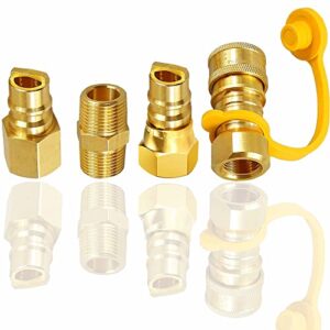 mcampas 3/8 inch natural gas quick connect fittings, natural and propane lp hose extension quick disconnect kit for gas grills, patio heater, pizza oven, patio fire pit, generator – 4 piece
