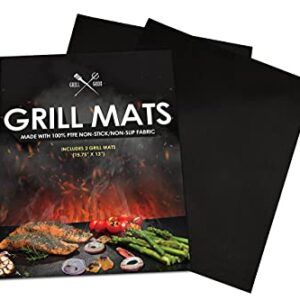 Grill Gods Grill Mat - Premium BBQ Grill Mats - Non Stick Non Slip Cooking Mats (Set of 2) - Easy to Clean and Reusable Grilling Accessories - 15.75 x 13 Inches