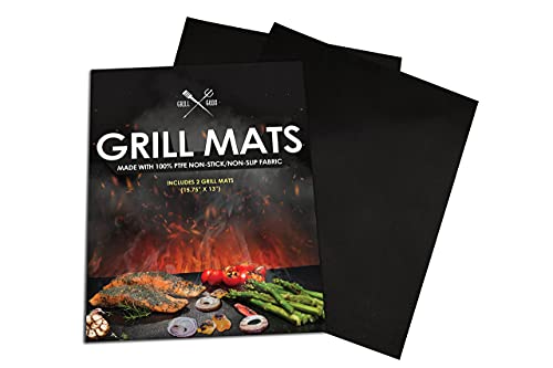 Grill Gods Grill Mat - Premium BBQ Grill Mats - Non Stick Non Slip Cooking Mats (Set of 2) - Easy to Clean and Reusable Grilling Accessories - 15.75 x 13 Inches