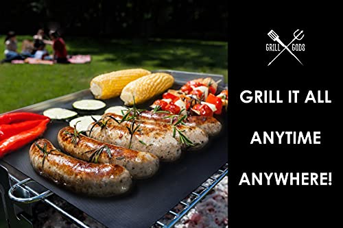 Grill Gods Grill Mat - Premium BBQ Grill Mats - Non Stick Non Slip Cooking Mats (Set of 2) - Easy to Clean and Reusable Grilling Accessories - 15.75 x 13 Inches