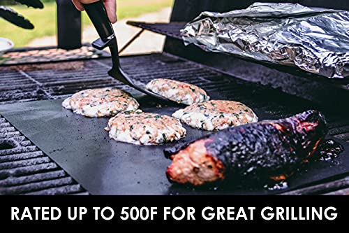 Grill Gods Grill Mat - Premium BBQ Grill Mats - Non Stick Non Slip Cooking Mats (Set of 2) - Easy to Clean and Reusable Grilling Accessories - 15.75 x 13 Inches