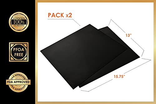 Grill Gods Grill Mat - Premium BBQ Grill Mats - Non Stick Non Slip Cooking Mats (Set of 2) - Easy to Clean and Reusable Grilling Accessories - 15.75 x 13 Inches