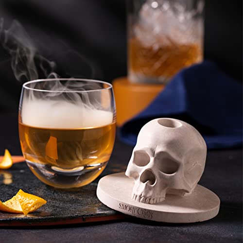 Whiskey Smoker Kit for Your Home Bar - All in One Cocktail Smoker Kit with Torch - Bourbon Smoker Kit - Smoky Crafts Drink Smoker Infuser Kit comes with Skull-Shaped Smoke Infuser, 3x Wood Chips and Torch (Without Butane)