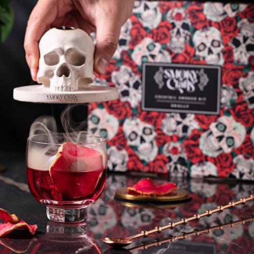 Whiskey Smoker Kit for Your Home Bar - All in One Cocktail Smoker Kit with Torch - Bourbon Smoker Kit - Smoky Crafts Drink Smoker Infuser Kit comes with Skull-Shaped Smoke Infuser, 3x Wood Chips and Torch (Without Butane)