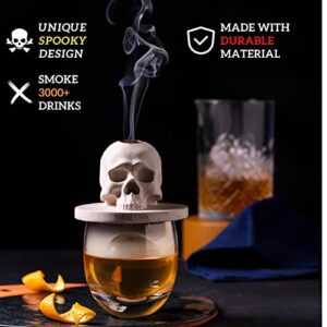 Whiskey Smoker Kit for Your Home Bar - All in One Cocktail Smoker Kit with Torch - Bourbon Smoker Kit - Smoky Crafts Drink Smoker Infuser Kit comes with Skull-Shaped Smoke Infuser, 3x Wood Chips and Torch (Without Butane)