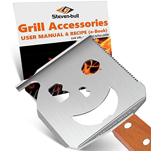 BBQ Grill Accessories for Gas Grill, Charcoal Grill. 7 in 1 Spatula with Scraper, Grill Tools for Outdoor Grill,18" Barbecue Grill Utensils. Dad Gifts, Father's Day Gifts, Gifts for Men, Dad, Husband.