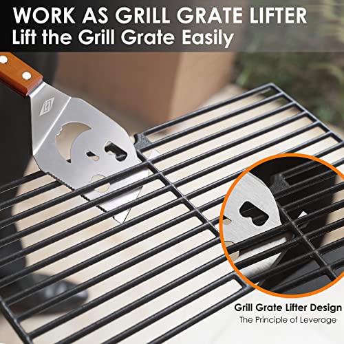 BBQ Grill Accessories for Gas Grill, Charcoal Grill. 7 in 1 Spatula with Scraper, Grill Tools for Outdoor Grill,18" Barbecue Grill Utensils. Dad Gifts, Father's Day Gifts, Gifts for Men, Dad, Husband.