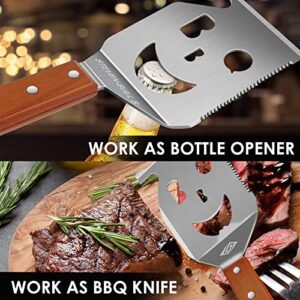 BBQ Grill Accessories for Gas Grill, Charcoal Grill. 7 in 1 Spatula with Scraper, Grill Tools for Outdoor Grill,18" Barbecue Grill Utensils. Dad Gifts, Father's Day Gifts, Gifts for Men, Dad, Husband.