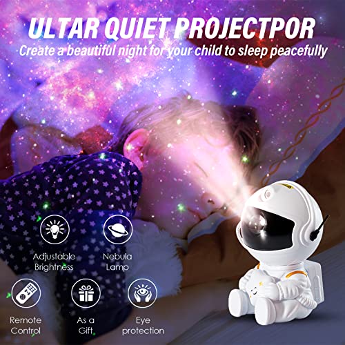 Space Buddy Projector, Astronaut Projector Galaxy Light, 360° Rotation Astronaut Light Projector with Remote Control, LED Lamp Suitable for Kids Adult Bedroom Birthday Valentine's Day Christmas Gift