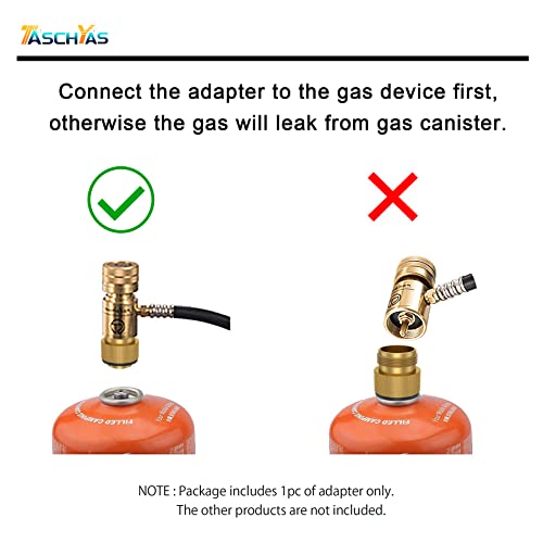 Isobutane to Propane Adapter - Taschyas Camping Grill Propane Gas Stove Adapter - Input: EN417 Lindal Valve Canister, Output: Propane Gas Stove Z20