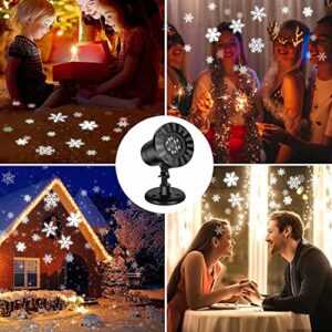 Christmas Snowflake Projector Lights Outdoor, Waterproof LED Landscape Rotating Snowflake Projection Light, Christmas Decorations Indoor for Halloween Home Party Holiday Wedding Garden (White)
