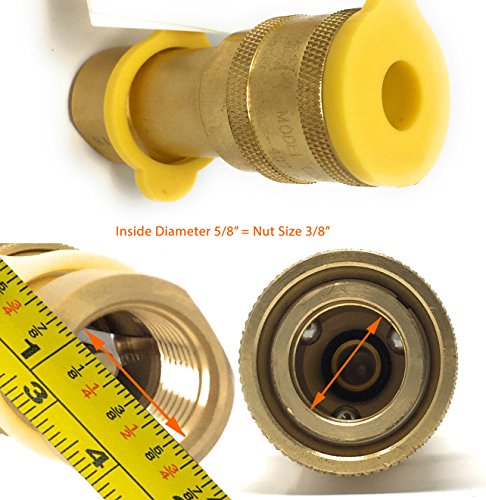 3/8" QDD+NG Gas Hose 12' Long Quick Disconnect Low Pressure Natural Gas and Propane Gas Hose [2578] 1/2 PSIG PRESSURE/Inlet 3/8 NPT Outlet 3/8 Flare Swivel Female Brass Connector