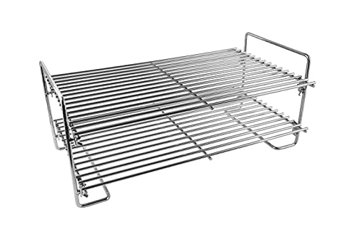 DcYourHome Double Layer Stainless Steel Smoke Shelf/Grill Warming Rack Foldable Multipurpose Jerky Rack for Traeger and Other Wood Pellet Grills & Gas Grills & Grill Grate Accessories