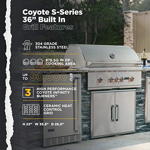 Coyote S-Series 36-Inch 4-Burner, Built-in Natural Gas Grill - C2SL36NG