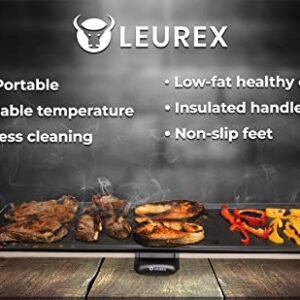 Premium Heavy Duty 35” Electric Portable Nonstick Teppanyaki Hibachi Grill Leurex Extra Large Table Top Griddle BBQ Barbecue Indoor Outdoor Camping with Adjustable Temperature