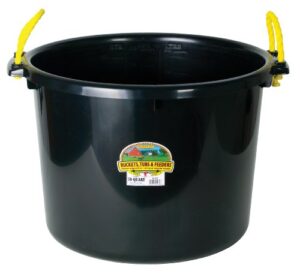 plastic muck tub (black) – little giant – durable & versatile utility bucket with handles (70 quart) (item no. psb70black)