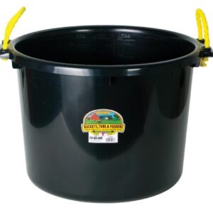 Plastic Muck Tub (Black) - Little Giant - Durable & Versatile Utility Bucket with Handles (70 Quart) (Item No. PSB70BLACK)