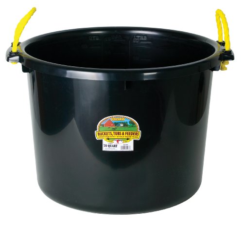 Plastic Muck Tub (Black) - Little Giant - Durable & Versatile Utility Bucket with Handles (70 Quart) (Item No. PSB70BLACK)