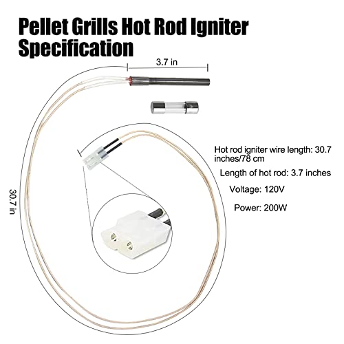 lesolar Fire Burn Pot and Hot Rod Igniter Kit, Fire Burn Pot Replacement Parts for Pellet Grill with Screws and Fuse, Compatible with Traeger & Pit Boss Wood Pellet Grill Smoker