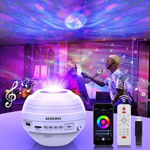 kedemas star projector with app and remote control, galaxy projector for bedroom with music speaker, night lights projector for kids adults with control timer, room decor/birthday/party/ceiling,white