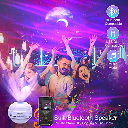 KEDEMAS Star Projector with APP and Remote Control, Galaxy Projector for Bedroom with Music Speaker, Night Lights Projector for Kids Adults with Control Timer, Room Decor/Birthday/Party/Ceiling,White