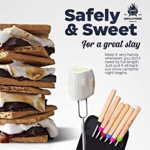 Marshmallow Sticks – 8 pcs Roasting Sticks for BBQ, Campfire, Fire Pits, Camping – Durable Stainless Steel Smores Sticks with Wooden Handles – Practical and Easy to Use