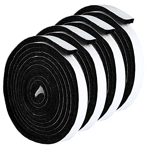 4 Rolls BBQ Gasket High Heat Temp Seal Grill Gasket Seal Tape Self-Adhesive Stick Barbecue Tape Grill Gasket Sealing Tape for BBQ, 26 Feet 1/8 Inch Thickness 1/2 Inch Width, Black