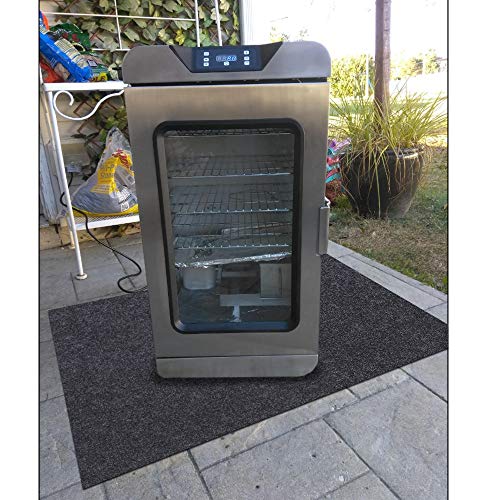Electric Smoker Mat，Premium Oven Protective Mat—Protects wooden floors and outdoor terraces,Absorbent Material-Contains Smoker Splatter，Anti-Slip and Waterproof Backing，Washable (36" x 36")