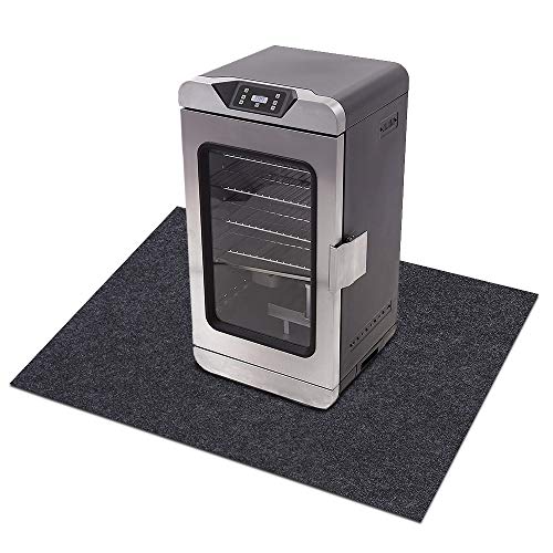 Electric Smoker Mat，Premium Oven Protective Mat—Protects wooden floors and outdoor terraces,Absorbent Material-Contains Smoker Splatter，Anti-Slip and Waterproof Backing，Washable (36" x 36")