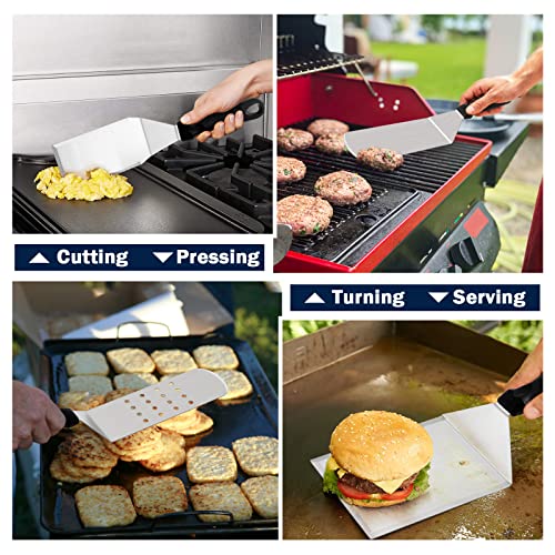 20Pcs Griddle Accessories Kit, HaSteeL Stainless Steel Flat Top Teppanyaki Tools Set for Indoor Outdoor BBQ Camping Cooking, Include Melting Dome, Bacon Press, Metal Spatulas, Scrapers, Easy to Clean