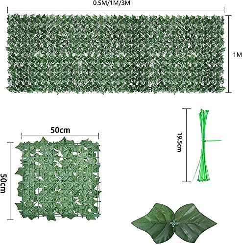 Expandable Faux Privacy Fence Artificial Ivy Fence Artificial Hedges Panels Roll | Trellis with Artificial Leaves Garden Privacy Screens Decorative Fences for Garden Balcony Outdoor (Size : 1×2m)