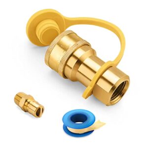 wadeo 1/2″ qdd lp gas quick connect fittings with male insert plug, natural gas propane quick disconnect kit, 100% solid brass