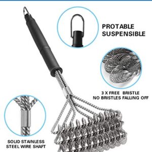 18-Inch Grill Brush Set (1 x Bristle Free Brush, 1 x Scraper Brush ), BBQ Brush for Grill Cleaning, Outdoor Grill Cleaning Tools, Stainless Steel, 2 PCS