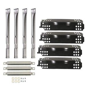 lxhouse bbq gas gril replacement parts kit stainless steel grill burners, porcelain steel heat plate and crossver tube for charbroil 463436215 463436213,thermos 466360113 grill model g432-y700-w1