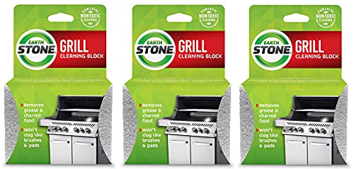 GrillStone Cleaning Block, Powerful Non-Toxic Scouring Block for Grills, 3-Pack