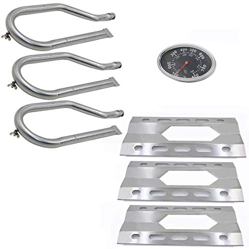 Hisencn Repair Parts for Costco Kirkland 720-0108, Nexgrill 720-0011, 720-0047-U Gas Grills, Replacement Stainless Steel Burner Tube, Heat Plate Tent, Temp Gauge Heat Indicator 22551, NGB1, NGSHP3