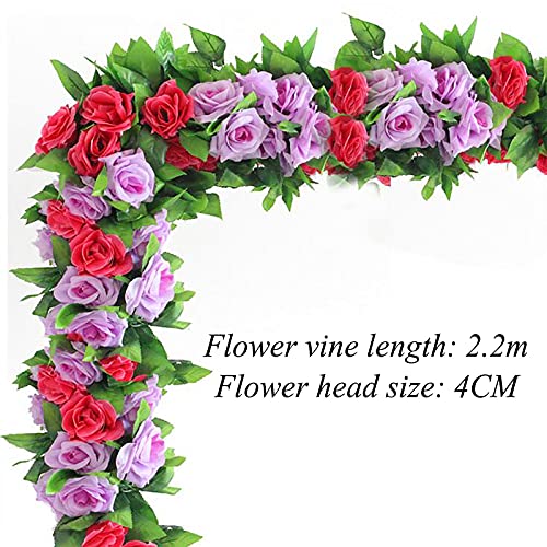 Vines Decor, Vines with Flowers, Artificial Plants Greenery Vine for Bedroom Vine Trellis Classroom Balcony Decor (G)