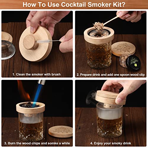 Cocktail Smoker Kit,Cocktail Accessories,Bartender Accessories,Home Bar Accessories,Gift for Men,Drink Making Kit,Whisky Gift Ser for Men,Cocktail Set,Outdoor Smoker,Home Bar Tool Set