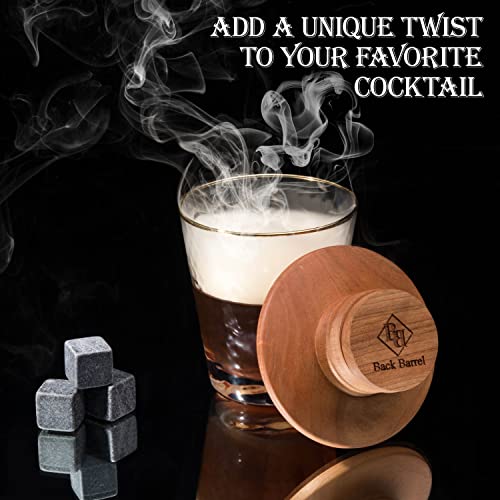 Back Barrel Smoked Cocktail Kit - Premium Whiskey Smoker Kit with Smoker, Smoking Torch, Natural Wood Chips, Whiskey Stones, Recipe eBook - Bourbon Smoker Kit, Smoked Old Fashioned Kit (No Butane)